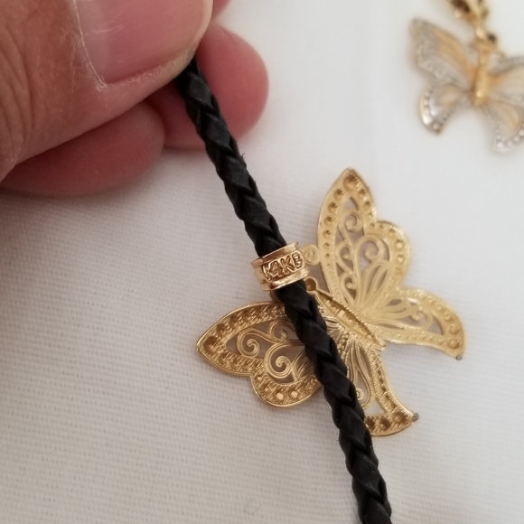 14KT WHITE/YELLOW BUTTERFLY PENDANT/EARRINGS SET - Picture 4 of 7